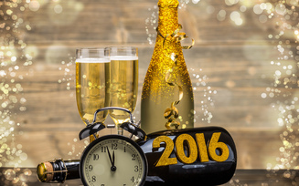 бутылка, золото, новый год, бокалы, 2016
